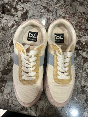 Dirty Laundry Cream, Yellow & Pink Platform Sneakers